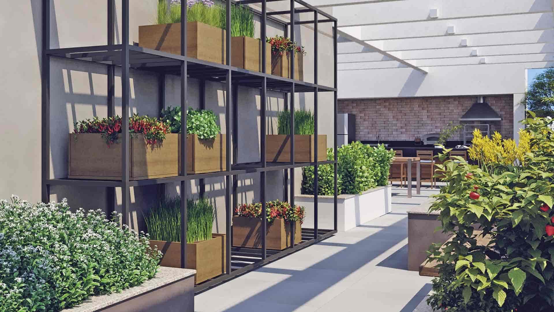 Perspectiva artística da mini-horta.